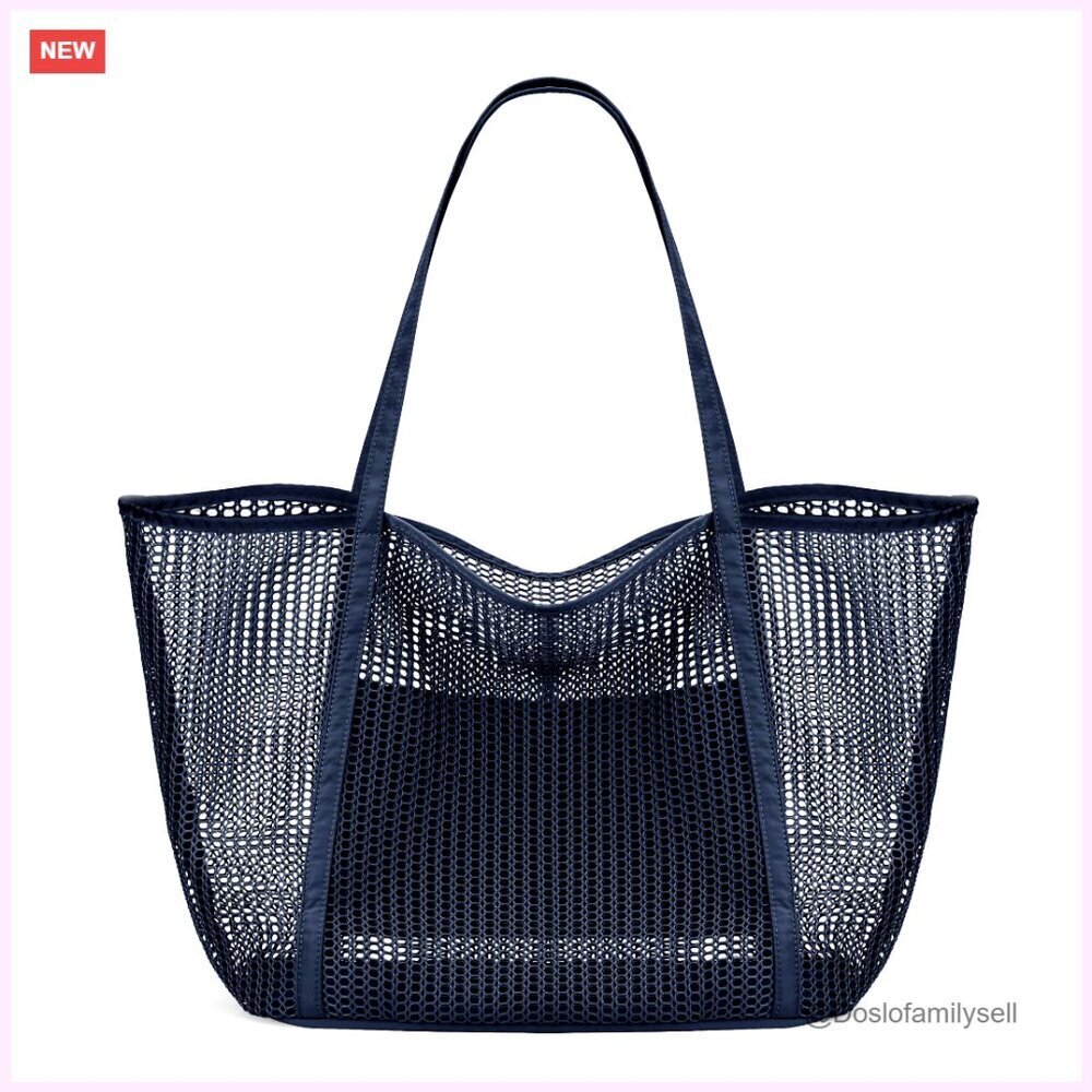 Mesh Tote Bag Shoulder Handbag Durable Nylon 27L Capacity Beach Bag